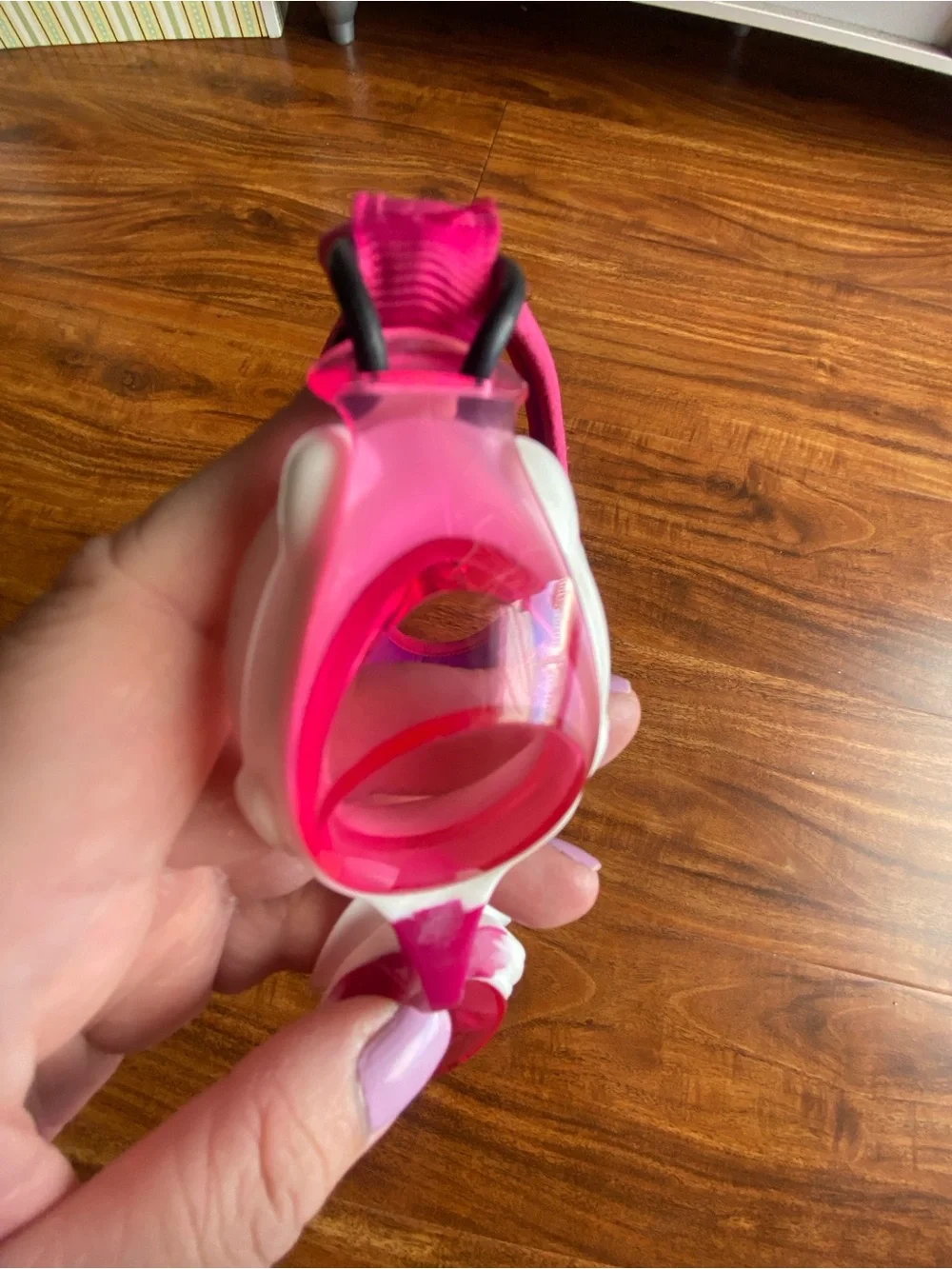 Frogglez Girls Pink Anti-Fog Swimming Goggles Age 3-10 No Pain Strap Pool